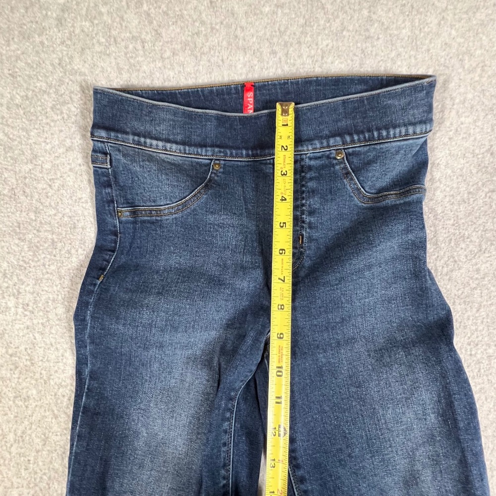 Spanx Womens‎ S Ankle Skinny Jeans Dark Blue Wash Distressed Raw Hem Small - Picture 4 of 9